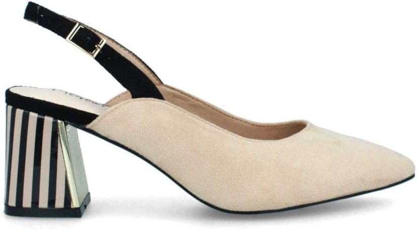 Womens Bonavicina Black/White Block Heeled Slingback Shoes 21775 16