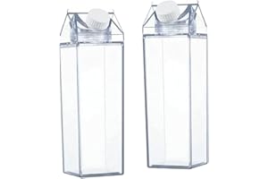 Reusable Milk Carton, Clear Milk Carton Water Bottle 500ML Reusable Transparent Juice Bottle for Outdoor Sport 2PCS, Clear