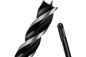 WOBLLMX 1" x 12" Auger Drill Bit with SDS Plus Shank for Wood,Tri Flute Ship Auger Long Drill Bit for Soft and Hard Wood,Tree Stump,Plastic,Drywall and Composite Materials