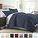 Beckham Hotel Collection Luxury Soft Brushed 1800 Series Microfiber Duvet Cover Set with Zipper Closure - Full-Queen, Navy Blue
