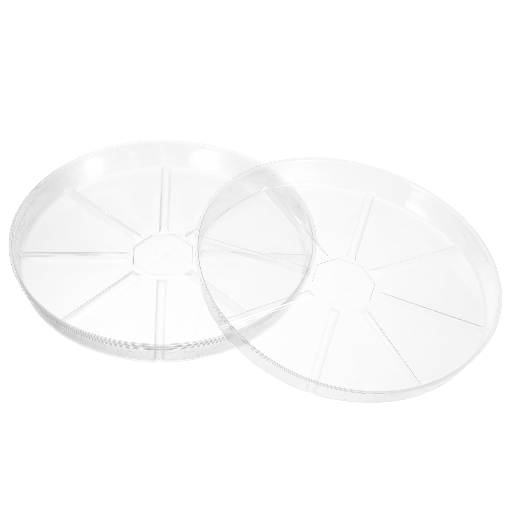 M METERXITY 6 Pack Planter Saucers - Plastic Plant Tray Flower Pots Drip Trays Round Apply to Outdoor/Garden (14 Inch, Clear)