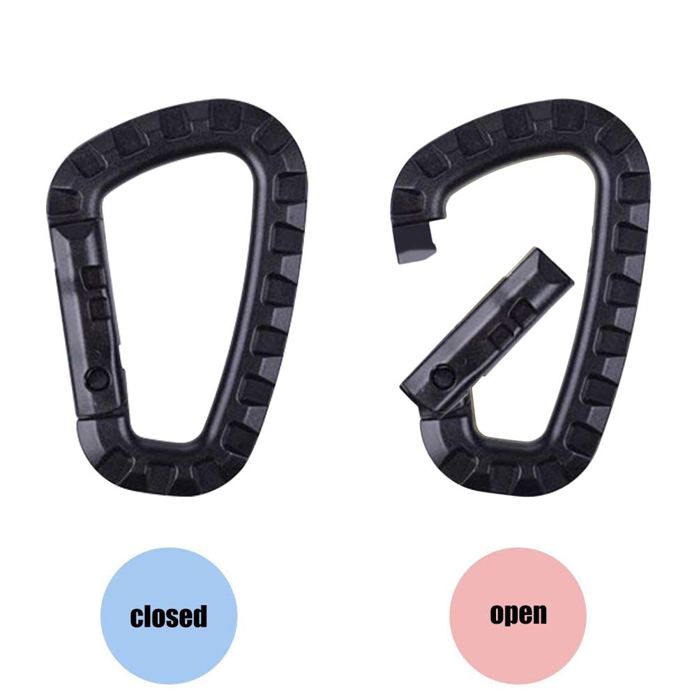 Jerbro 10pcs 80mm Tactical Carabiner Clip D Shape High Strength Plastic Buckle for Backpack/Keychain