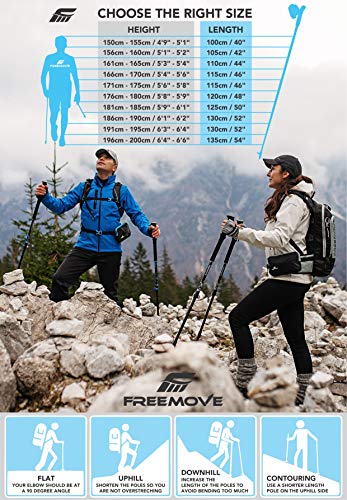 FREEMOVE Trekking Poles Collapsible, Lightweight Ultra Strong Aluminum 7075 Sticks for Hiking and Walking with Cork Grips, Quick Locks, Fully Equiped Accessories Gear for Men and Women - Thumbnail 7