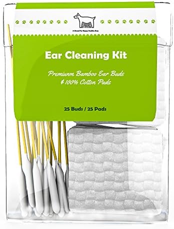 Dog Ear Cleaner Kit | 100% Cotton Pads | Premium Grade Bamboo Cotton Buds | Pack of 50