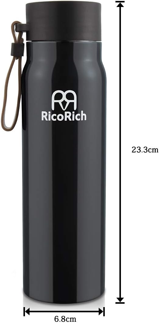 Amazon Ricorich 真空断熱水筒 ストラップ付き アウトドア スポーツボトル 5ml ブラック 水筒 マグボトル オンライン通販