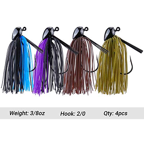 RUNCL Anchor Box Flipping Jigs, Bass Fishing Jigs 3/8oz Double Spike Trailer Keeper