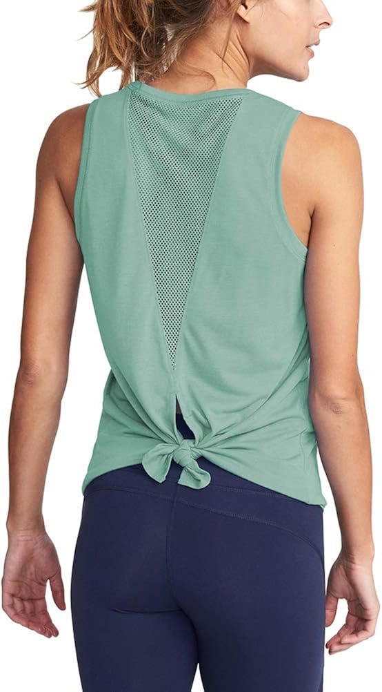 Mippo Womens Cute Workout Clothes Mesh Yoga Tops Exercise Gym Shirts Running Tank Tops