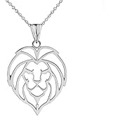 Animal Kingdom Fine Sterling Silver Lion Head Outline Charm Pendant Necklace