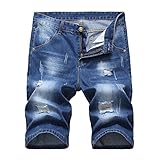 AACFCHAIN Men's Fashion Ripped Distressed Jean Shorts Straight Fit Denim Shorts With Holes