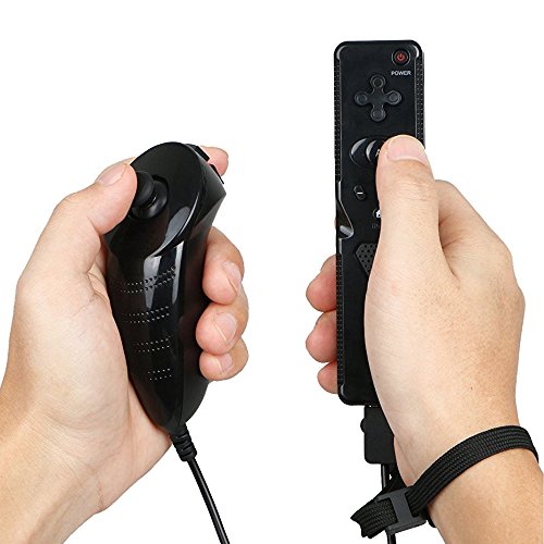 Maexus Motion Plus Wii Remote and Nunchuck Combo Controller with Wrist Strap for Nintendo Wii Game Console - Black