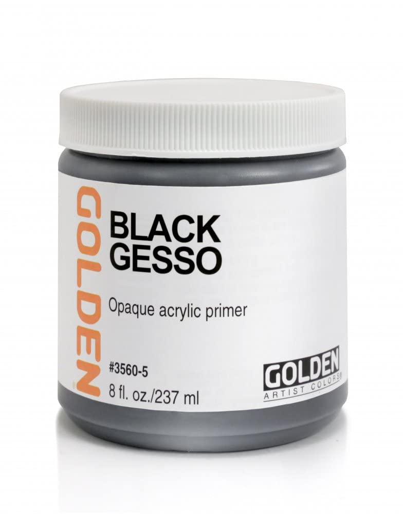 Golden Acrylic Black Gesso Jar, 8 oz