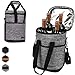 Opux 4 Bottle Insulated Wine Cooler Bag - Leakproof Padded Portable Wine Bottle Tote for Travel Picnic BYOB - Heather Gray