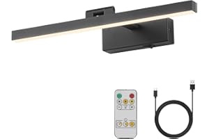 Joosenhouse Picture Light Battery Powered Dimmable Wireless Picture Lights with Timer Remote Rechargeable Painting Light Adjustable Swing Arm Wall Light 15.75" in Black Artwork Gallery Wall Light