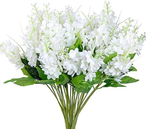 Vopie 6 Bundles Artificial Flowers, Faux Silk and Plastic Hyacinth Bouquets Purple Flowers for House Office Garden Patio Yard Inddor Outdoor Decor.