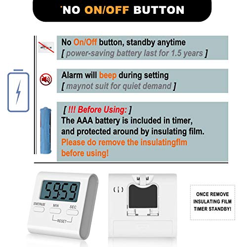 Kissarex Digital Kitchen Countdown Timer Teachers Classroom Counter Large LCD Loud