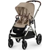 Cybex Gazelle S Full Sized Baby Stroller - Almond Beige, Taupe Frame | Single or Double Stroller for Newborn, Infant &amp; Toddler, All in One Modular System, Compact Fold, Car Seat Adapters, Canopy