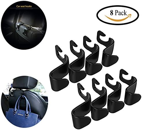 Car Headrest Hooks Car SUV Back Seat Headrest Hanger Storage Hooks. Hold Up to 44 lb,Round head design, will not cause harm. Pack of 8