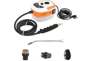 Irishom 2500W Handheld Steam Cleaner High Temperature Pressurized Steam Cleaning Machine Portable Car Steamer with Brush Heads (Orange)