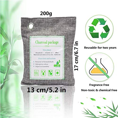 Comfy mee Activated Bamboo Charcoal Deodorizer Bags, Oder Absorber Eliminator, Natural Air Purifying Fresheners,Moisture Remove for Home, Car, Closet, Bathroom (8 Pack, 200g Each) - Thumbnail 2