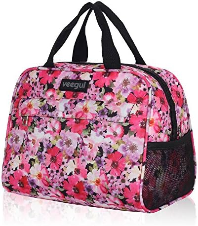 Veegul Recycle Cooler Insulated Lunch bag for Work School Outdoor Floral