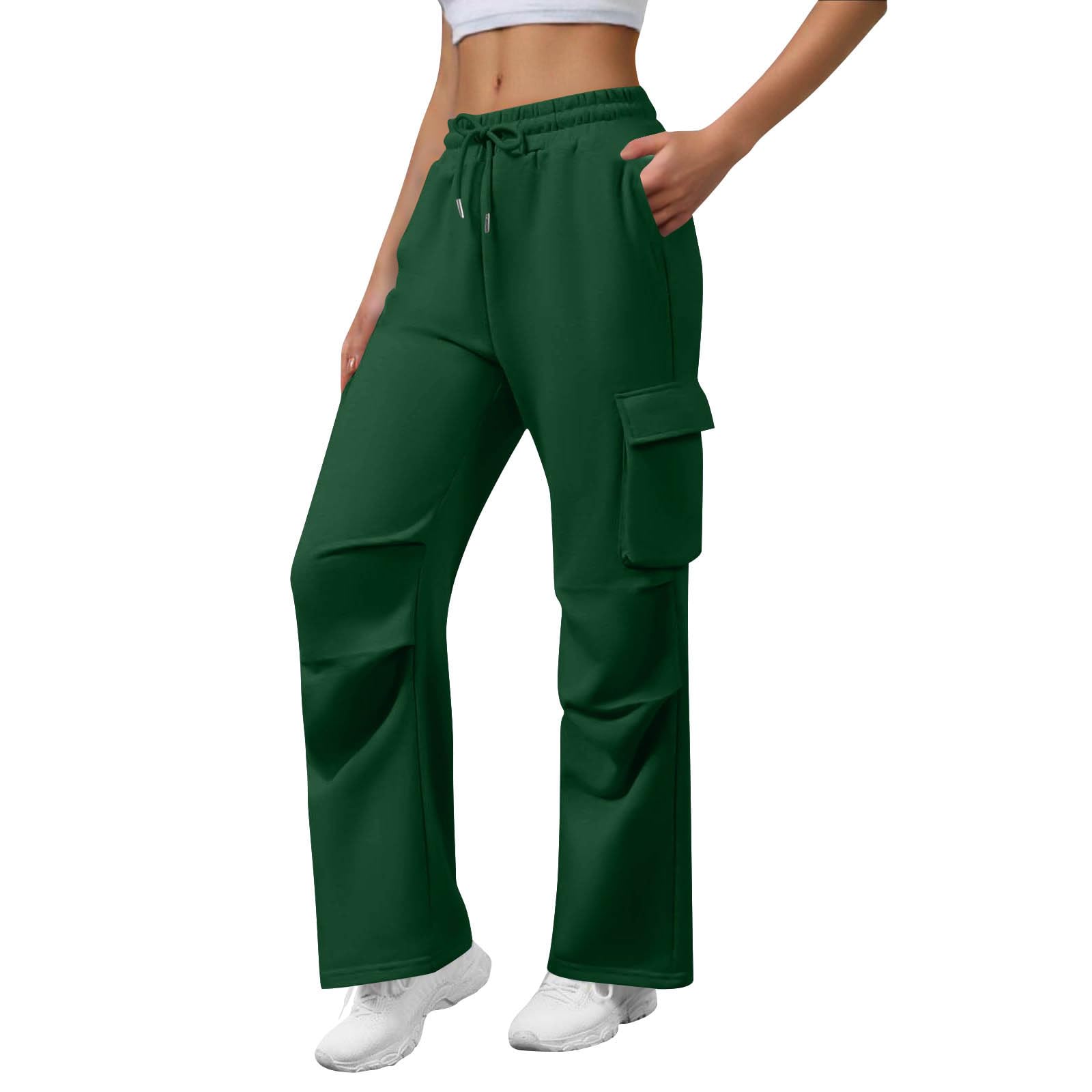 Women's Sweatpants Straight Leg Joggers Tracksuit Bottoms with Pockets Casual Jogging Pants Sports Trousers for Yoga Fitness Gym Lounge Wear Army Green