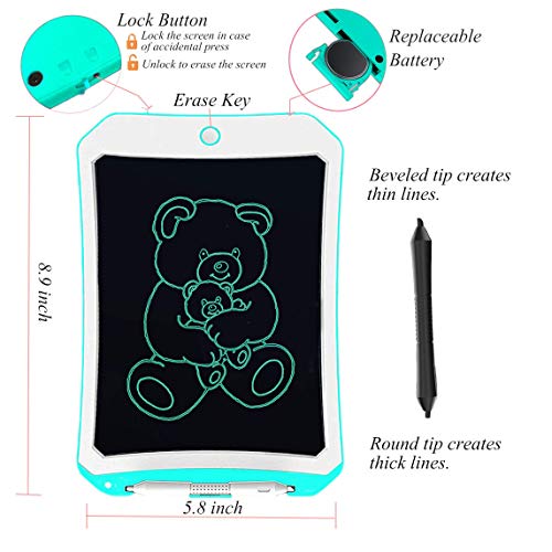 JRD&BS WINL 8.5" Drawing Pads for Kid,3-12 Yr Children's Drawing Toys,Portable Reusable Erasable Writer,Elder Message Board,Digital Handwriting Pad Doodle Board for School for 8-18 Yr Old Boys Blue D - Thumbnail 2