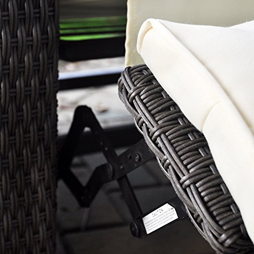 BABYLON Outdoor Recliner Wicker Patio Adjustable Recliner Chair with 5.11" Cushions and Ottoman,Rust-Resistant Aluminum Frame,All-Weather Resin Rattan, Grey&Beige