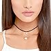 Bridalvenus Black Gothic Lace Velvet Choker Necklace, Double Layer Clavicle Choker with Rhinstones Pendant for Women and Girls