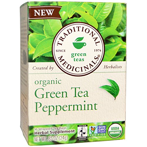 Traditional Medicinals, Organic Green Tea Peppermint, 16 Wrapped Tea Bags, .85 oz (24 g) Traditional Medicinals, Organic Green Tea Peppermint, 16 Wrapped Tea Bags, .85 oz (24 g) - 2pcs