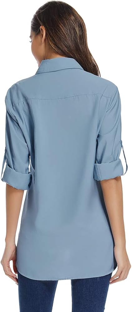 Women's UPF 50 Long Sleeve Sun Protection Shirts Quick Dry Outdoor Fishing Hiking Travel Shirt at  Women’s Clothing store