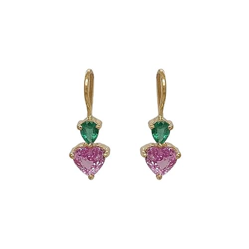 18k (750) Yellow Gold, Sapphire and Emerald Drop Earrings for Women