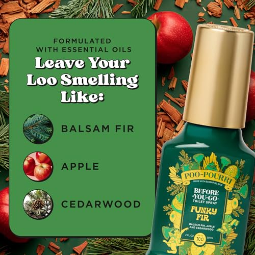 POO-POURRI HOLIDAY BEFORE-YOU-GO TOILET SPRAY, FUNKY FIR, 2 FL OZ – BALSAM FIR, APPLE AND CEDARWOOD