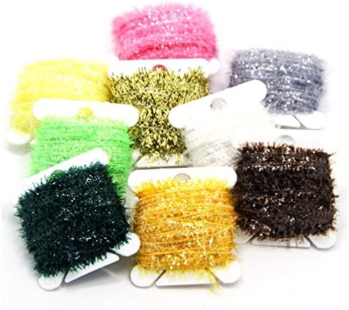 SAMSFX 9 Cards 90 Meters Ice Chenille Fly Tying Materials Flash Chenille Line Specific 9 Colors