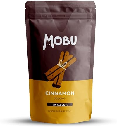 MOBU Cinnamon 3000mg 120 Tablets Vegan Blood Sugar Support Weight Management