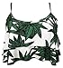 Gabrielle-Aug Women's Retro Falbala Soild Floral Flounce Bikini Top Chic Swimsuit(FBA) (10, Big Leaf)