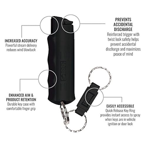 Sabre Red Key Case Pepper Spray with Quick Release Key Ring - Police Strength - 25 Bursts & 10-Foot (3m) Range Sports & Outdoors, Sports & Fitness, Hunting & Fishing, Tactical & Personal Defense, Personal Defense Equipment, Pepper Spray