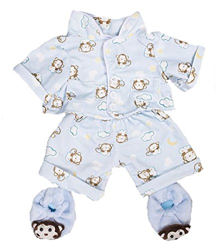 Blue Monkey PJs Pyjamas with Slippers 8" (20cm) Teddy Bear Clothes Outfit
