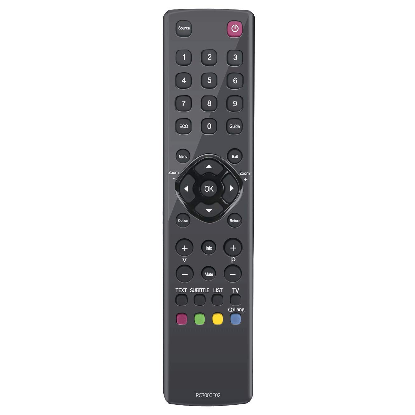 VINABTY RC3000E02 04TCLTEL0223 Remote Control Replacement for TCL for Thomson F22B3903 F40S3804 F50S3803 F55S3803 H24E4404R H32E4403 L32D3300C L32E3003 L32E3004 L32F3390C L32F3393