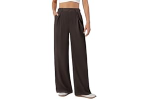 COPYLEAF Womens Dress Pants Wide Leg Stretchy Work Pants with Pockets Elastic Waist Pleated Front Business Casual Slacks