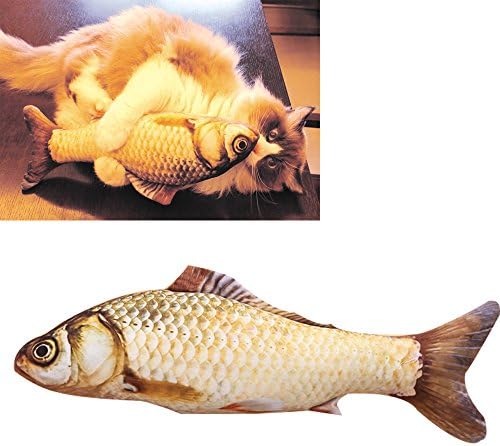Coolfm Catnip Toys Simulation Plush Fish Shape Doll Interactive Pets Pillow Chew Bite Supplies for Cat/Kitty/Kitten Fish Flop Cat Toy Catnip Crinkle Toys (12in-jiy)