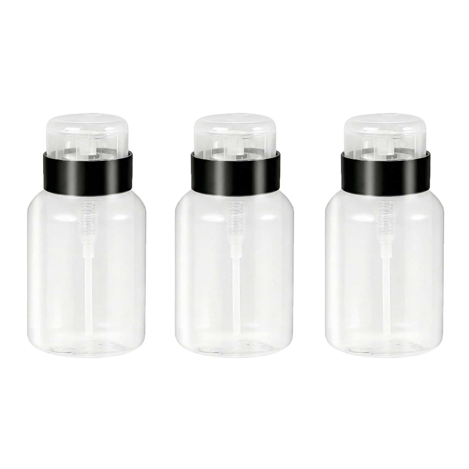 3 Pcs 200ml 6.8oz Nail Polish Remover Pump Dispenser, Push Down Empty Cleanser Bottles, Liquid Container Jars for Nail Art & Makeup Remover, Travel Friendly Nail Tool Set