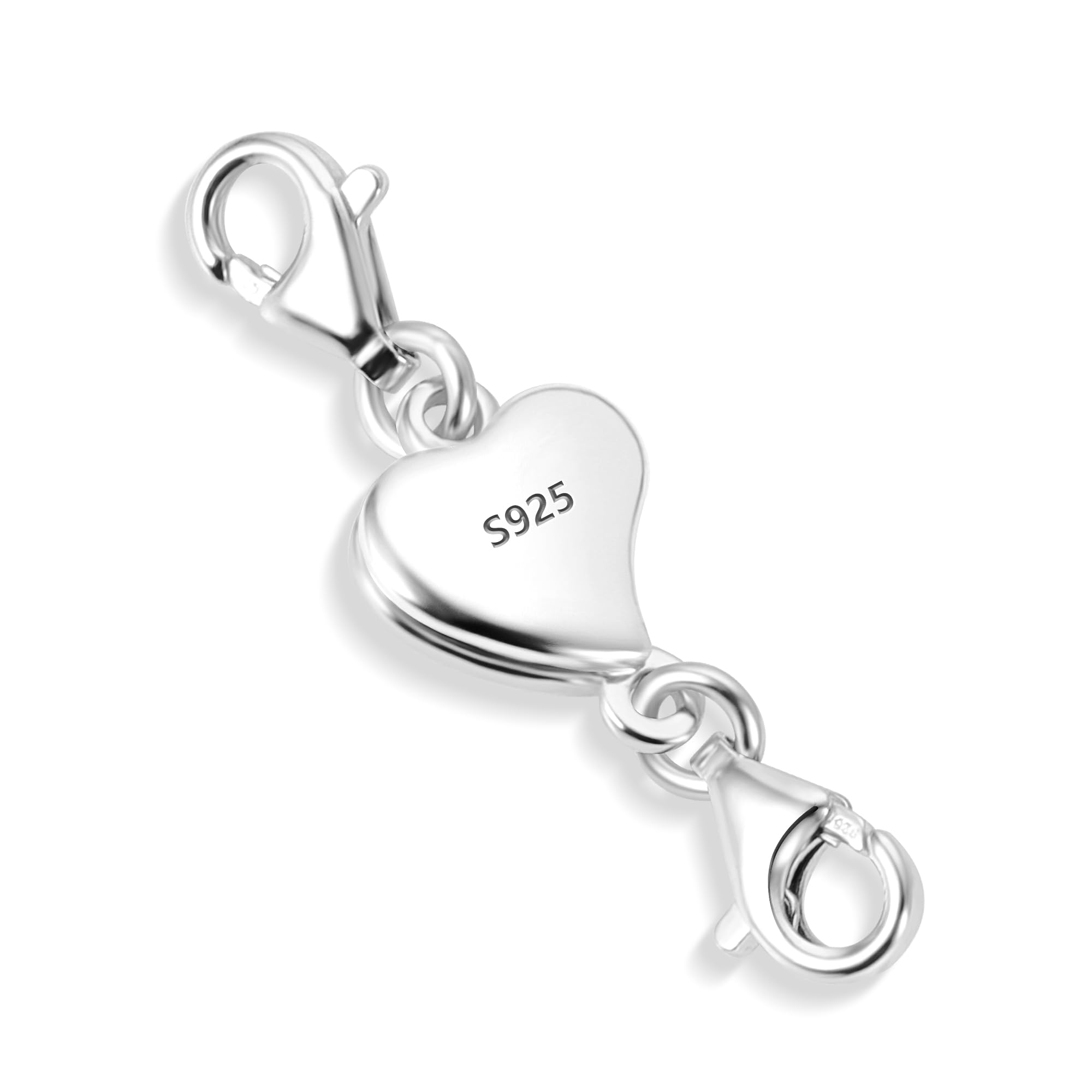 925 Sterling Silver Magnetic Necklace Clasps, ALEXCRAFT Heart Magnetic Jewelry Clasps Large Double Lobster Claw Locking Connector Clasps for Necklace Bracelet Anklet Extender Chain Jewelry Making