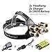 LED Headlamp Flashlight Rechargeable Waterproof 4 Modes 5 LEDs Headlight for Camping Climbing Cycling Running with 2 18650 Batteries