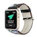 YOSWAN Bracelet for Apple Watch, National Black White Floral Printed Leather Watch Band 38mm 42mm Strap for Apple Watch Flower Design Wrist Watch Bracelet, 38mm, Black/Green Flower