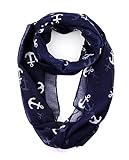 NYfashion101 Women's Nautical Marine Anchor Print Infinity Cowl Scarf