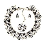 Zhenhui 3 Pieces Bling Crystal Necklace and Earrings Jewelry Set for Women 6 Colors Available