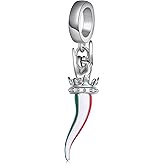 jiulegufa Italian Luck Charm for Bracelet 925 Sterling Silver Horn Dangle Pendant Charm Cornicello Jewelry Gifts for Women Men