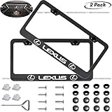 2pcs Newest Matte Aluminum Alloy License Plate Frame for Lexus，with Screw Caps Cover Set Suit，Applicable to US Standard car License Frame,FBA Fast Delivery (Lexus)…