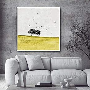 Framed Canvas Home Artwork Decoration A Lonely Tree Canvas Wall Art for Living Room, Bedroom - 16x16 inches