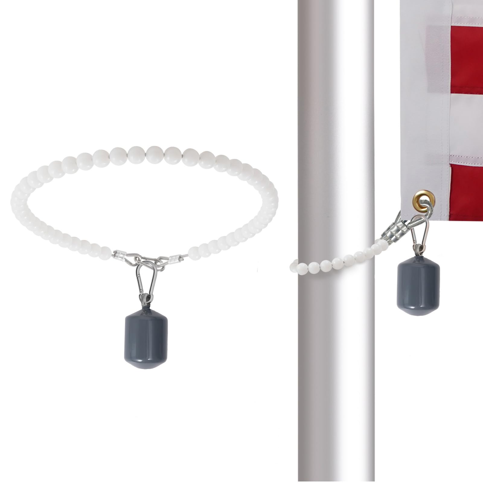 Photo 1 of Frunke Flag Weights 3 LB and Flag Pole Beaded Retainer Ring, Flag Pole Counterweight for Bottom of Flag Keep Flag Straight Windy Days Internal Halyard Flagpole Accessories